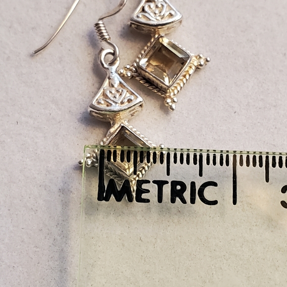 Sterling Silver Citrine Earrings Vintage - Picture 16 of 16